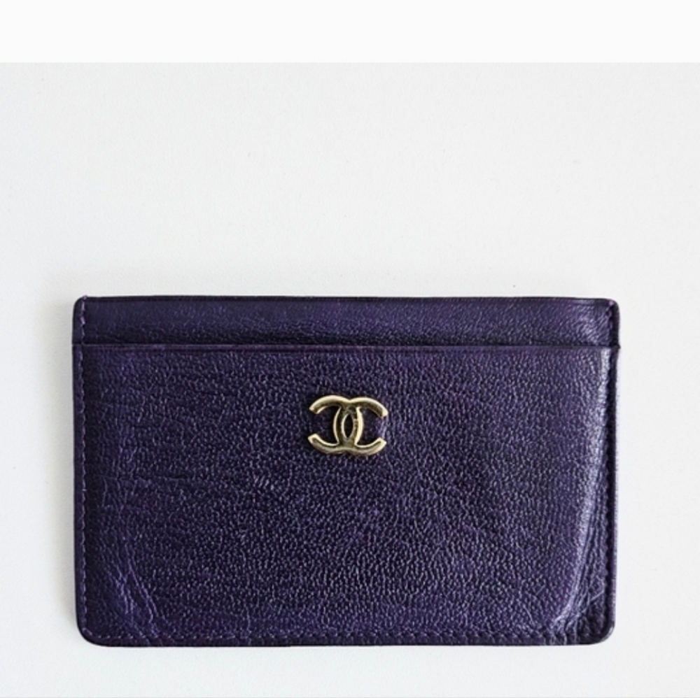 Chanel Purple CC Calfskin Card Holder